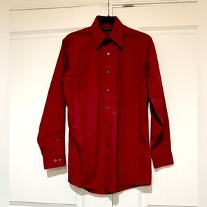 Arrow Men’s Red Slim Fit Wrinkle Free Dress Shirt Size Sm neck 14.5